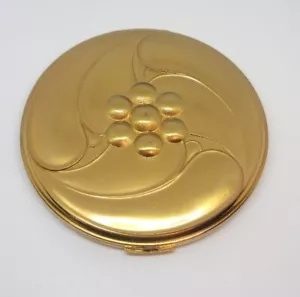Vintage Volupte Face Powder Large Gold Compact with Mirror 4" Round - Picture 1 of 8