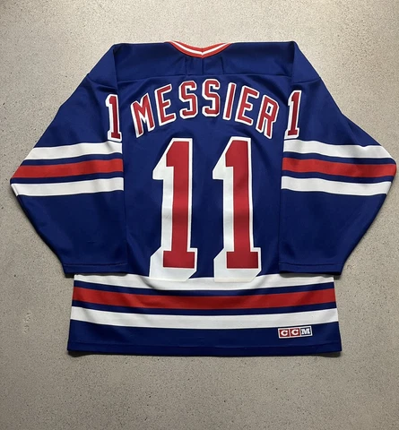 Vintage 90s CCM Mark Messier New York Rangers Hockey Jersey NHL Road Blue Size M Cover