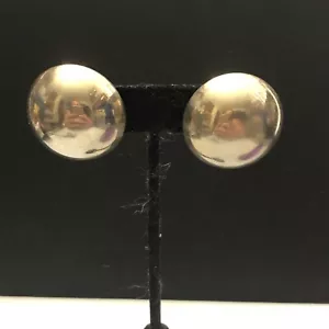 Signed Marino Gold Tone. Vintage Dome Clip On Earrings - Picture 1 of 5