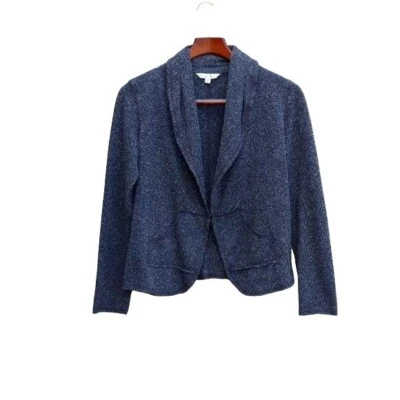 CAbi Blazer 170 Speckled Knit Sweatshirt Frayed Edge Single Breasted Gray Sz XS - Image 1 of 4