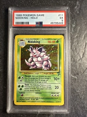 1999 Pokémon Base Set 2 Holographic Holo Nidoking 11 /130 PSA 5 Good Excellent - Image 1 of 4