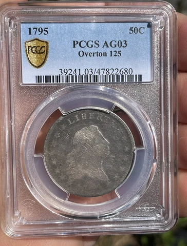 sweet 1795 Silver Flowing Hair Half Dollar 50c ~ Overton 125 R.4 ~ PCGS AG03 ~ Cover
