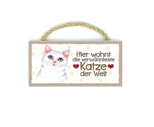 Weiße Katze Haustier Kühlschrankmagnet aus Holz mit Kordel 69 - Bild 1 von 1