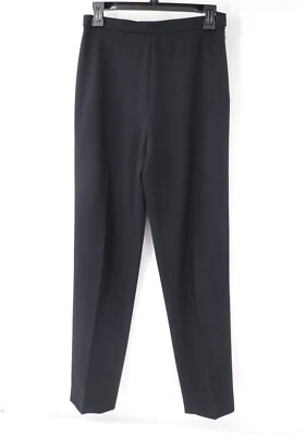 incotex dress pants women's 42 flat front virgin wool career side zip black work - Image 1 of 4