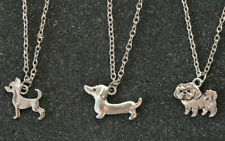 Silver Dog Pendant Necklace puppy chain jewellery pug wiener dachshund maltese
