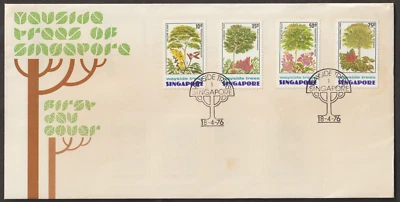 (SF56)MALAYSIA SINGAPORE 1976 WAYSIDE TREES SET 4V FDC. 2017 ISC CAT RM 30 - Image 1 of 2