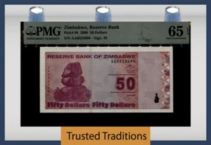 TT PK 96 2009 ZIMBABWE RESERVE BANK 50 DOLLARS PMG 65 EPQ GEM UNCIRCULATED! - Bild 1 von 2