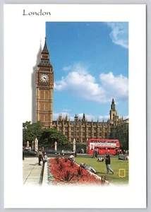 London Big Ben Great Clock of Westminster Double Decker Bus England Postkarte - Bild 1 von 2