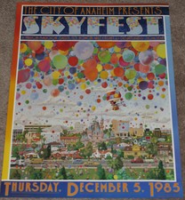Disneyland POSTER 1985 Walt Disney 84th Birthday Anaheim Million Balloon Release