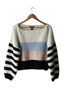 Maglione Forever 21 taglia M in ciniglia maglia grossa boxy ritagliato manica a palloncino - Foto 1 di 7