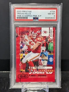 Prestige Travis Kelce 2022/50 puntos extra estampados en el tiempo rosa #TS4 PSA 8 casi nuevo-como nuevo - Imagen 1 de 3