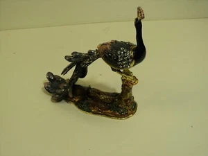 Kalifano Peacock, Jeweled Trinket Box with Crystals. Beautiful - Picture 1 of 8