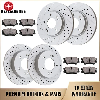 Kit de pastillas de rotores de freno delanteros traseros aptos para frenos perforados Hyundai Veloster Elantra Foto 1 de 4