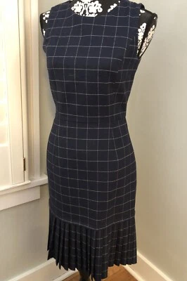 Vestido feminino J Crew tamanho 2 bainha plissada janela xadrez forrado de lã - Imagem 1 de 4