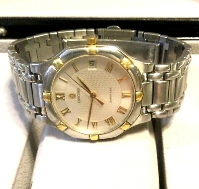 CONCORD SARATOGA SWISS MADE WATCH Silver Dial Stainless Steel & 18k Gold Rare - image 1 of 4
