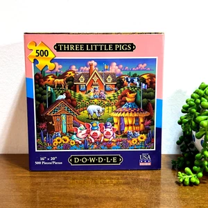 Dowdle 500 Piece Jigsaw Puzzle Three Little Pigs Country Farm - Picture 1 of 3