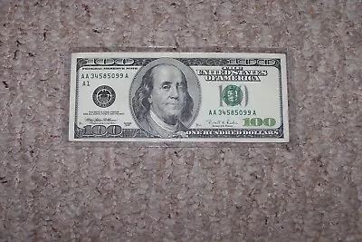 $100 Dollars Bill Series A  1996 (Boston) " AA 34585099 A - Image 1 of 4