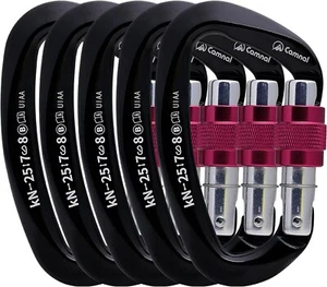 Mosquetón de bloqueo CAMNAL de alta resistencia certificado UIAA paquete de 5 negros 25 kN - Imagen 1 de 6