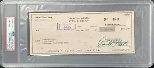 Charlton Heston signierter Scheck Ben-Hur Planet der Affen PSA/DNA Auto NM-MT 8 - Bild 1 von 6