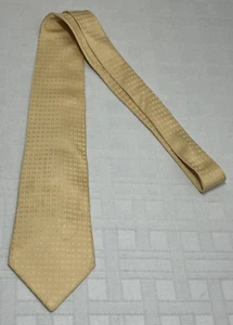 HERMES Men Neck Tie Gold Beige Yellow Initial H All Over Print 100% Silk Vtg. - Picture 1 of 17