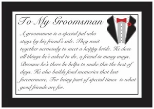 TO MY GROOMSMAN GIFT NOTE CARD envelope wedding from groom bride friend bucks - Foto 1 di 2