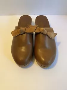 $450 Alexandre Birman Women's Brown Clarita Leather Knot Mule Clog Shoes Size 37 - Picture 1 of 7