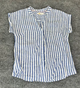 Boden camicia lino blu bianco a righe con bottoni taglia 4R - Foto 1 di 6