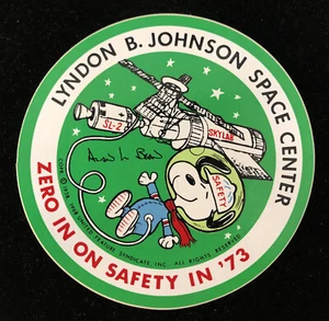 1973 NASA Skylab Space Center Snoopy cero in on calcomanía pegatina de seguridad (Alan Bean) - Imagen 1 de 3