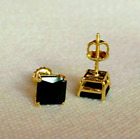 1ct Princess Cut Lab Created Black Diamond Stud Earrings 14k Yellow Gold Plated