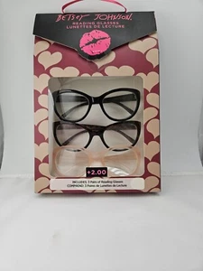 Betsey Johnson Reading Glasses 2.00 Designer Eyeglasses NEW Last two