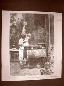 Il Carnevale di Napoli nel 1876 Pulcinella maccaronaro nel Festival Montefosco - Picture 1 of 1