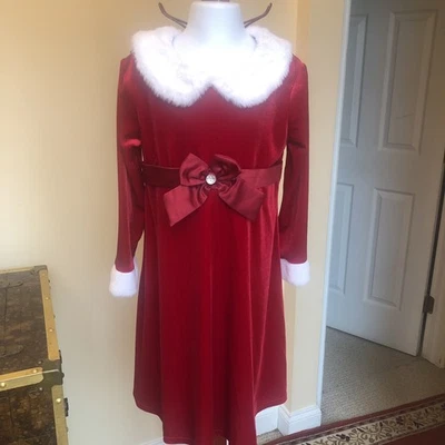 Blueberri Boulevard Girls Size 6 NWT Christmas Dress.Red Velvet Santa - Image 1 of 4
