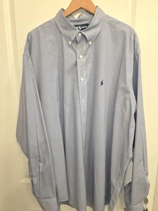 Ralph Lauren Blake Men Button Down Shirt Gingham Check Navy White Cotton 2XL EUC - Picture 1 of 7