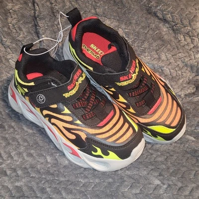 Zapatillas deportivas Skechers Thermo-Flash iluminadas niños pequeños talla 1 diseño llama nuevas sin etiquetas Foto 1 de 4