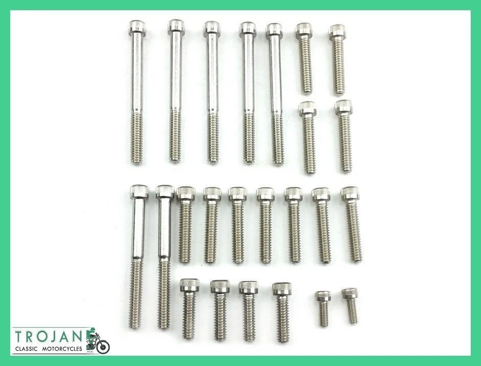 JUEGO DE TORNILLOS ALLEN CUBIERTA MOTOR, PARA TRIUMPH, UNIDAD 350, 500 1968 ENCENDIDO, INOXIDABLE Foto 1 de 1