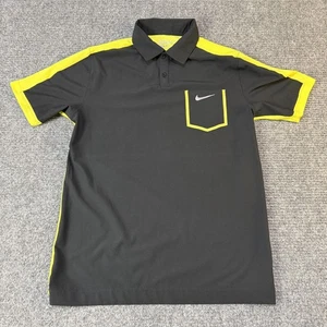 Nike Golf Polo Shirt Mens Medium Gray Yellow Dri-Fit Tour Performance Athletic - Picture 1 of 8