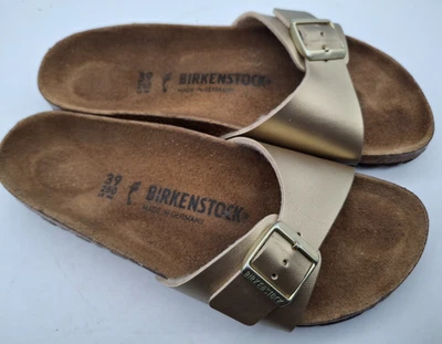 Birkenstock Madrid gold slider sandals - UK 5.5, EUR 39 Narrow - image 1 of 4