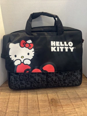 "Bolso negro para computadora portátil Hello Kitty 15"" estuche rojo arco correa para el hombro Sanrio" Foto 1 de 4