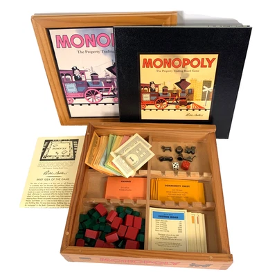 Monopoly Nostalgia Edition Board Game Wooden Box Complete 2003 Parker Hasbro - Image 1 of 4