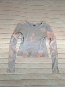 Brandy Melville Grey Long Sleeve Scoop Neck Tie Dye Top - Picture 1 of 4