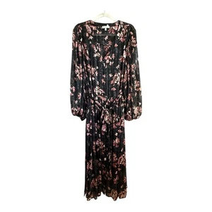 Wayne Cooper Size 16 Aus 12 US Black Floral Long Sleeve Maxi Dress Designer - Picture 1 of 24