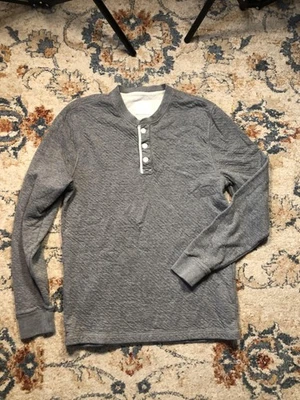 Suéter Abercrombie & Fitch Para Hombres Gris Medio Henley Manga Larga Pullover Camisa Foto 1 de 4