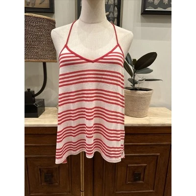 NEW Volcom Women's Small Tank Top Strappy Back Red Stripes V Neck - Image 1 of 4