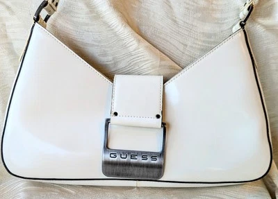 Guess Handbag Vintage White Patent Leather, Stainless Steel Hardware Mint Cond.  - Image 1 of 4