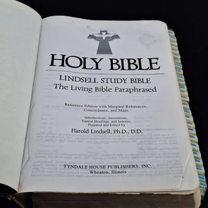 Lindsell Study Bible The Living Bible Paraphrased Tyndale TBN Black Leather 1983 - Picture 1 of 13