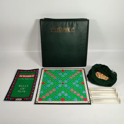 Vintage Travel Scrabble Set in Padded Green Zip Case 1988 - Image 1 of 4