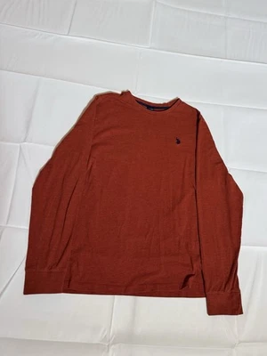 Ассоциация поло США  Мужской красный/оранжевый пуловер свитер верхний большой синий пони - Изображение 1 из 4