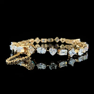4 Carat Bracelet Certified Lab Grown Multi Pal Shape Diamond 14k Yellow Gold - Image 1 of 4