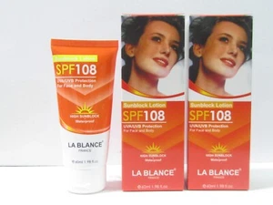 La Blance Sunblock Lotion SPF 108 Protection For Face & Body Lot of 2 x 1.98 oz - Picture 1 of 2