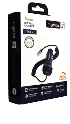 Mgbca Sonic Type-C Car Charger, PD QC 3.0 Fast 51 Watt for Motorola Moto G Play - Image 1 of 4
